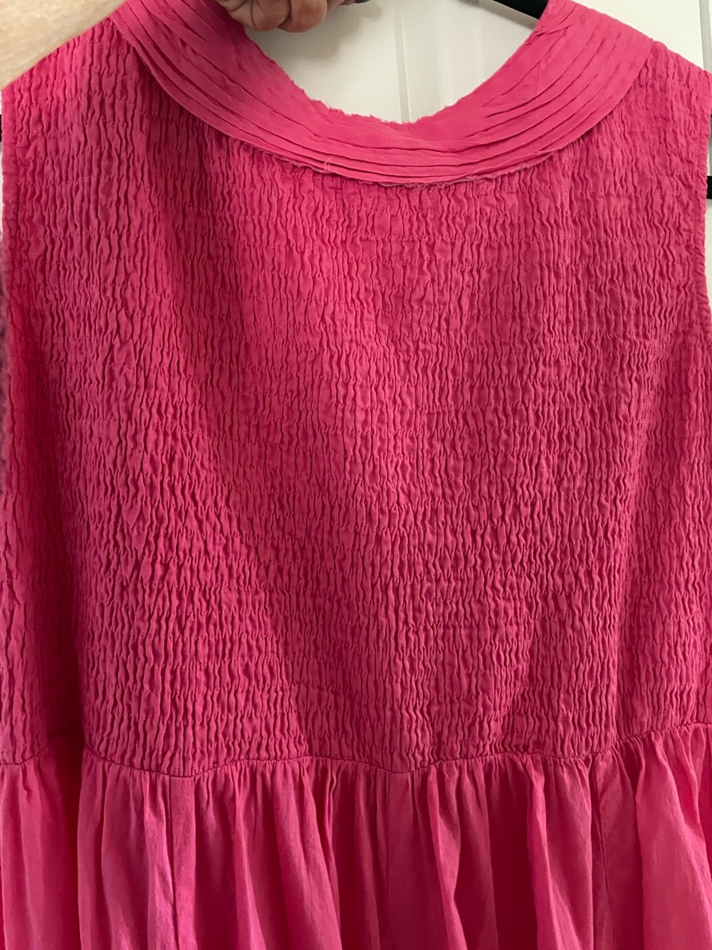 Neiman Marcus Rosette Hot Pink Maxi Flared Sundress SZ L Full flowy Skirt |Gorg - Picture 6 of 12